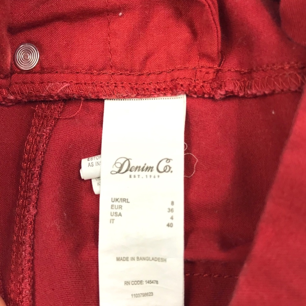 Red skinny stretch jeans sz 4 (from the UK) - Picture 7 of 8
